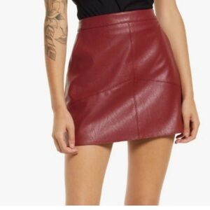 Lulu's Burgundy Leather Mini Skirt